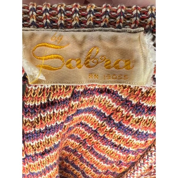 Sabra knit sweater pull over stretch nautical brown short sleeve round neck - Picture 10 of 11